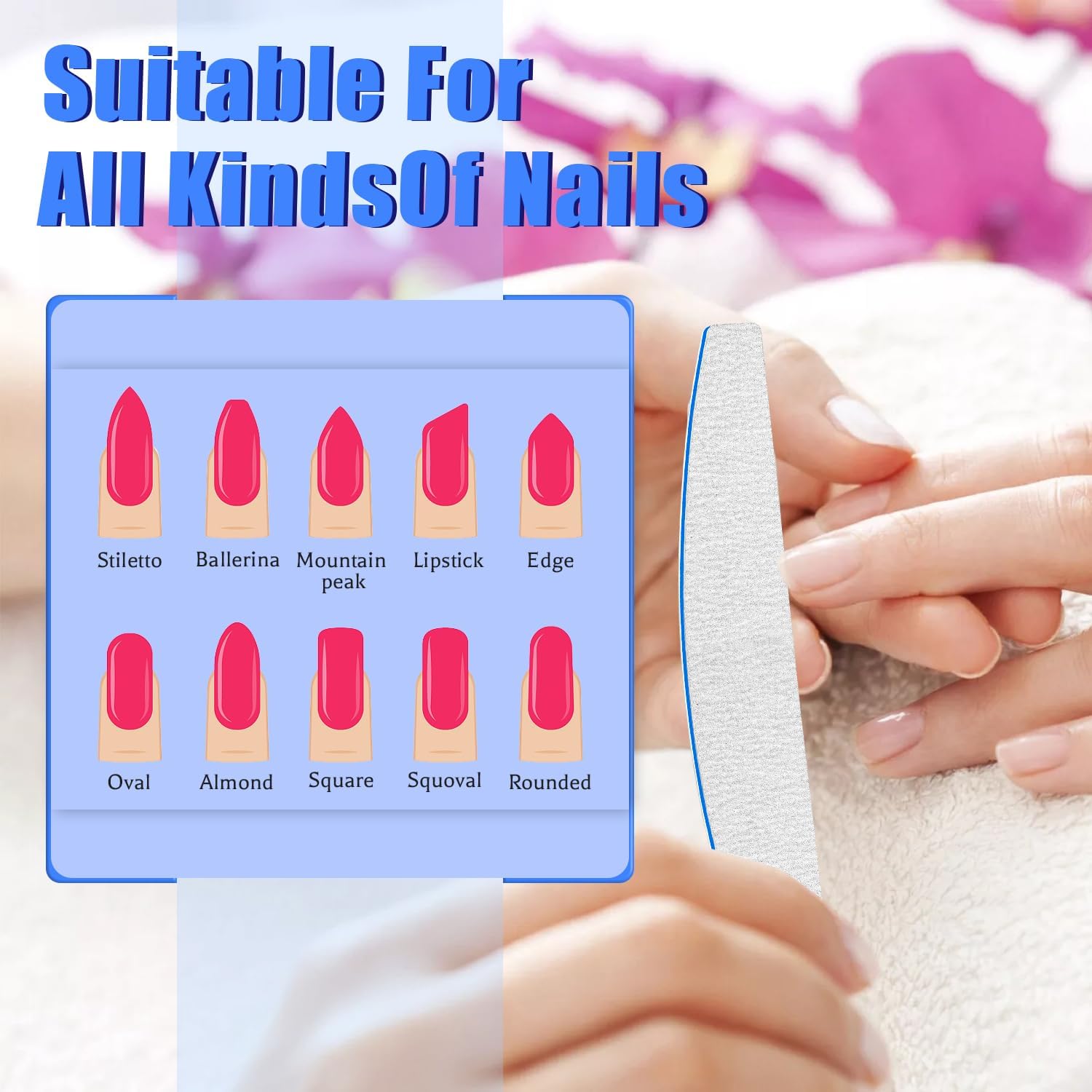 Thumbnail 4 de 25 PCS Nail Files for Acrylic Nails: 100/100 Grit Double-Sided, Washable Emery Boards for Home & Salon