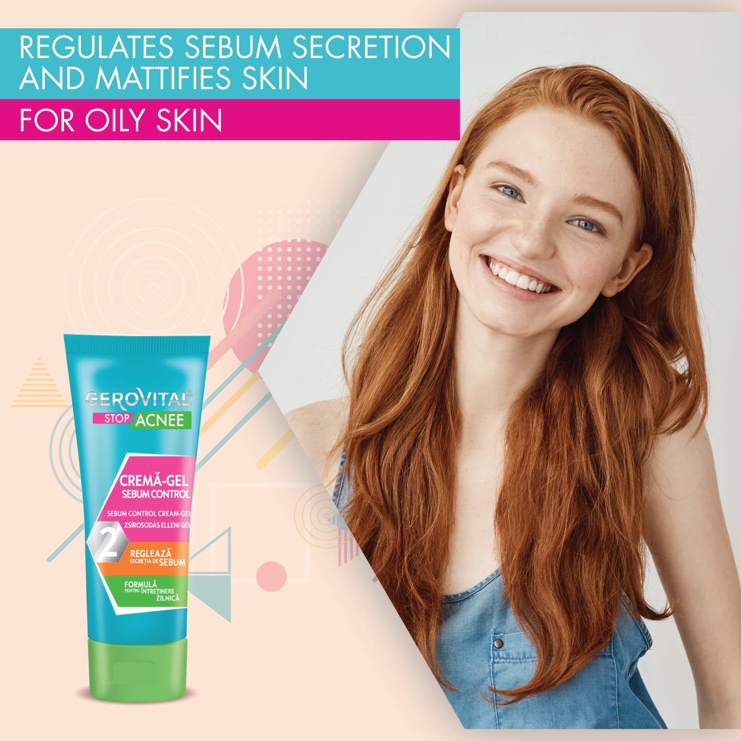 Detalle de GEROVITAL Stop Acnee Pflegeset für unreine Haut (Reinigungsgel, Sebum-Control Gel-Creme, Ultra-Aktiv Pflege)