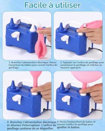 Detalle de Yulado Pompe à Ballon Électrique 400W – Gonflage rapide pour fêtes et décorations
