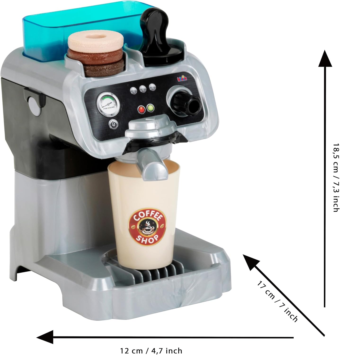Detalle de Kinder-Kaffeemaschine Theo Klein 9510 Barista mit Wassertank und Durchlauffunktion ab 3 Jahren