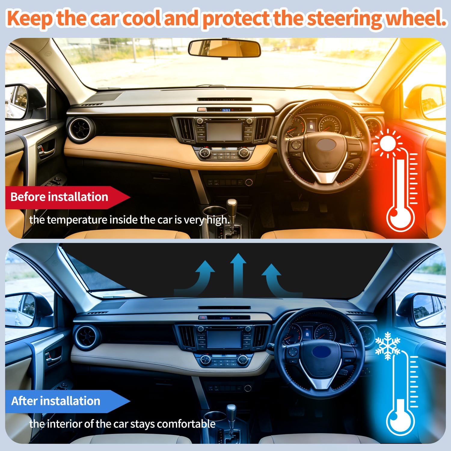 Detalle 2 de iZoeL Car Windshield Magnetic Sun Shade with Mirror Covers: All‑Season Protection for SUVs and Trucks
