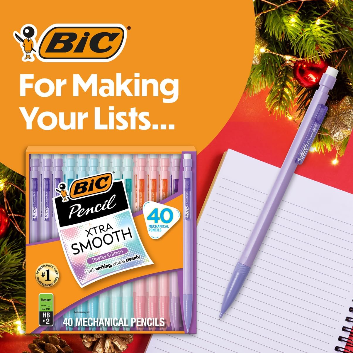 Detalle 2 de BIC Xtra-Smooth Pastel Mechanical Pencils, 0.7mm, 24-Count