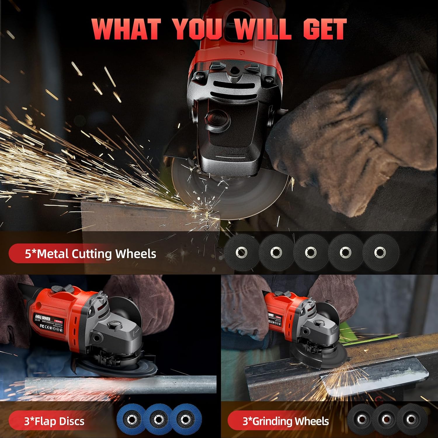 Thumbnail 6 de VERVEWAVE WT8151-2 Cordless Angle Grinder, 4-1/2-Inch, Brushless, 6-Speed