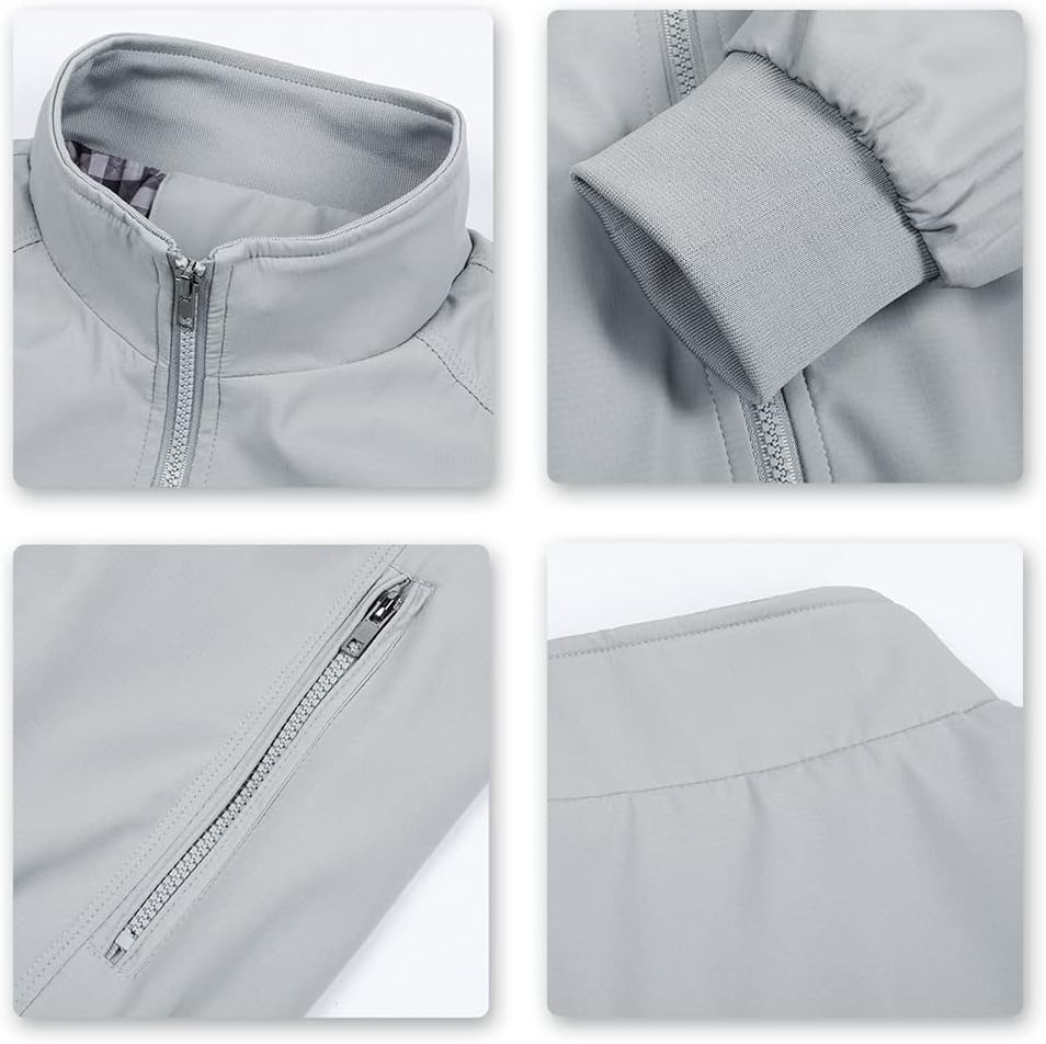 Detalle de YOUTHUP bomber leggero estivo da uomo con zip, giacca casual a vento di transizione