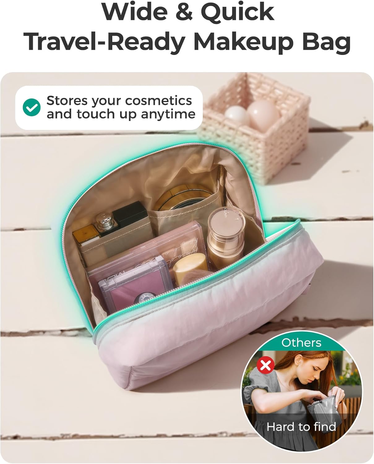 Thumbnail 4 de BAGSMART Puffy Makeup Bag 7.87 in