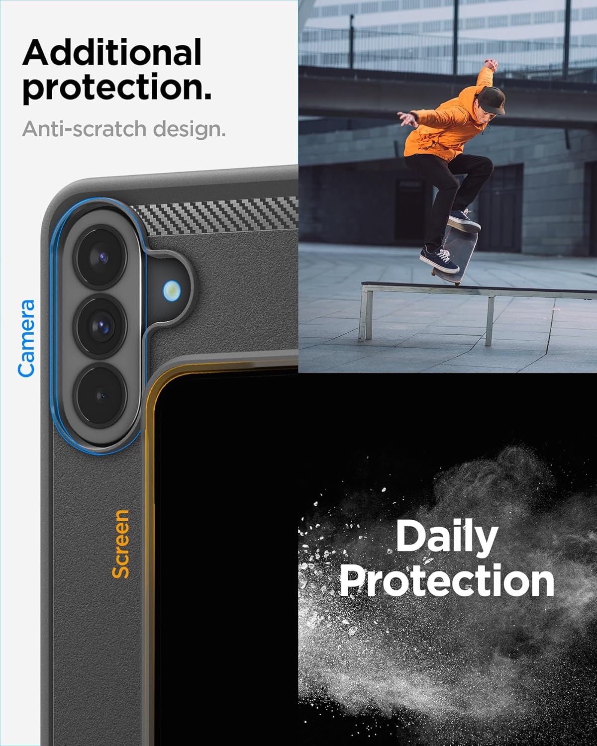 Thumbnail 3 de Spigen Rugged Armor – coque antichoc pour Samsung Galaxy A37 5G (noir mat, motif fibre de carbone)