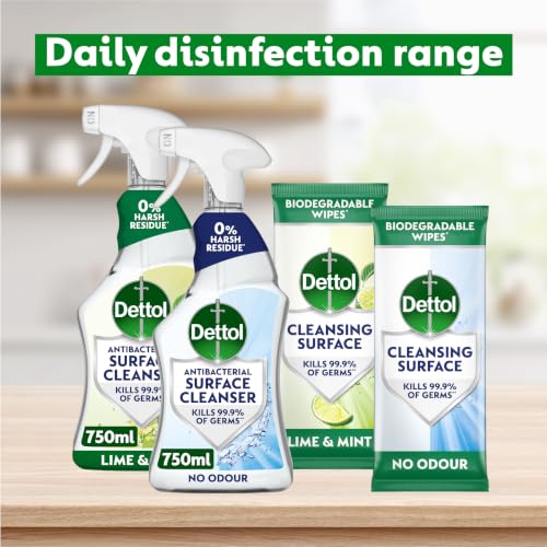 Thumbnail 6 de Dettol Cleansing Surface Biodegradable Wipes, No Odour (4 x 110) 440
