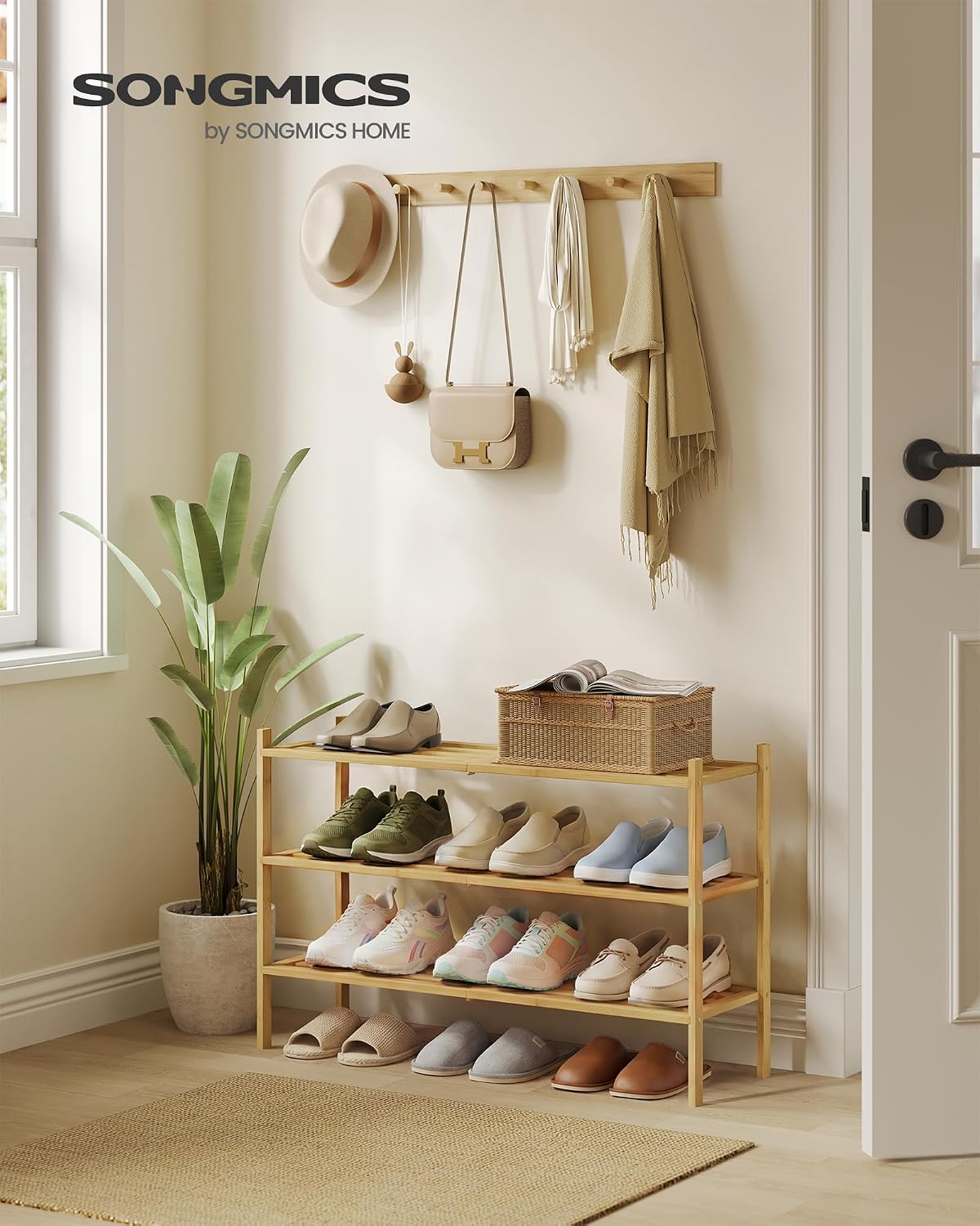 Detalle 2 de SONGMICS Bamboo Shoe Rack