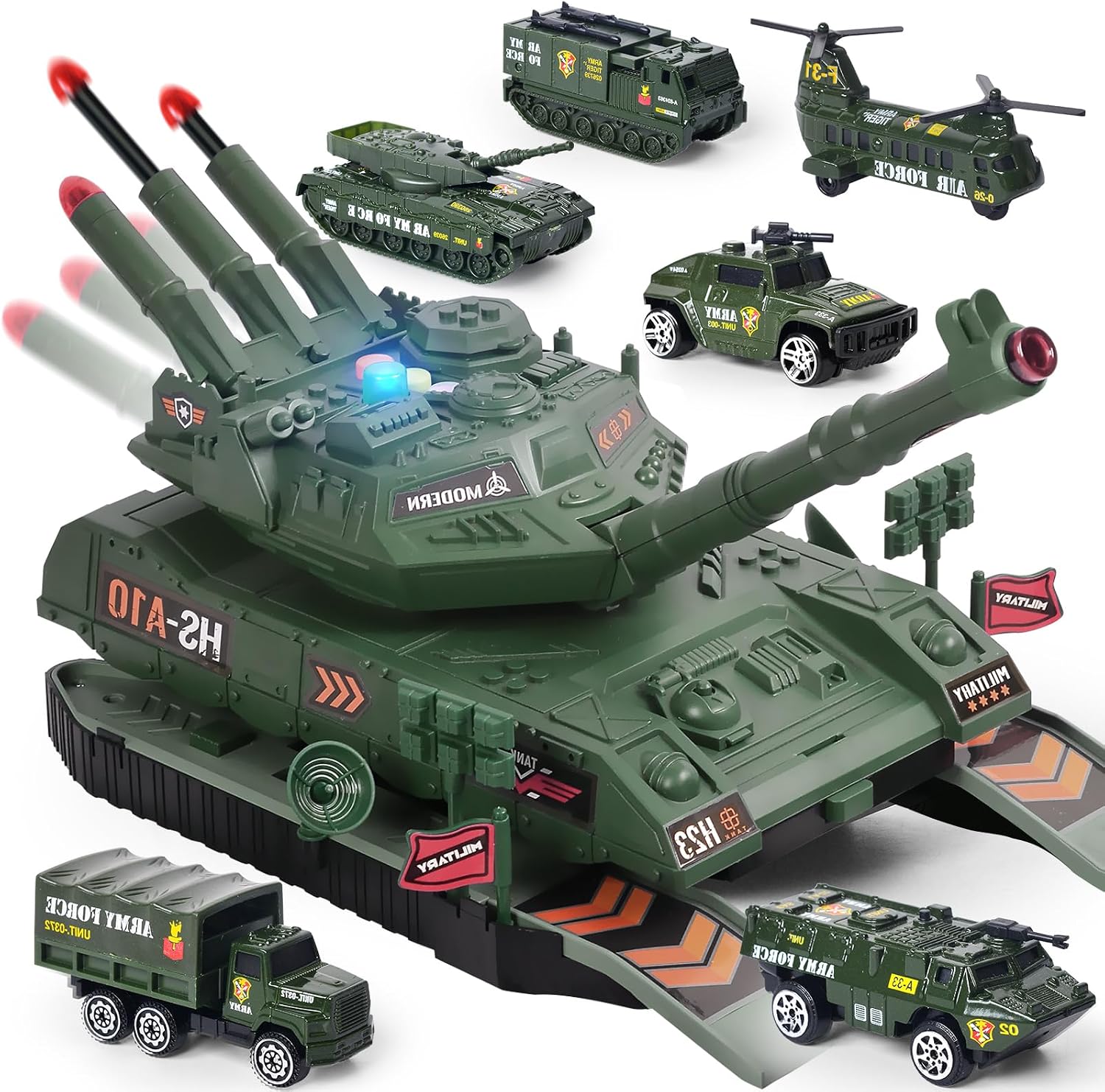 Thumbnail 6 de KADAYAYA HS215EKD speelgoedtank met licht, geluid en 6 mini-voertuigen