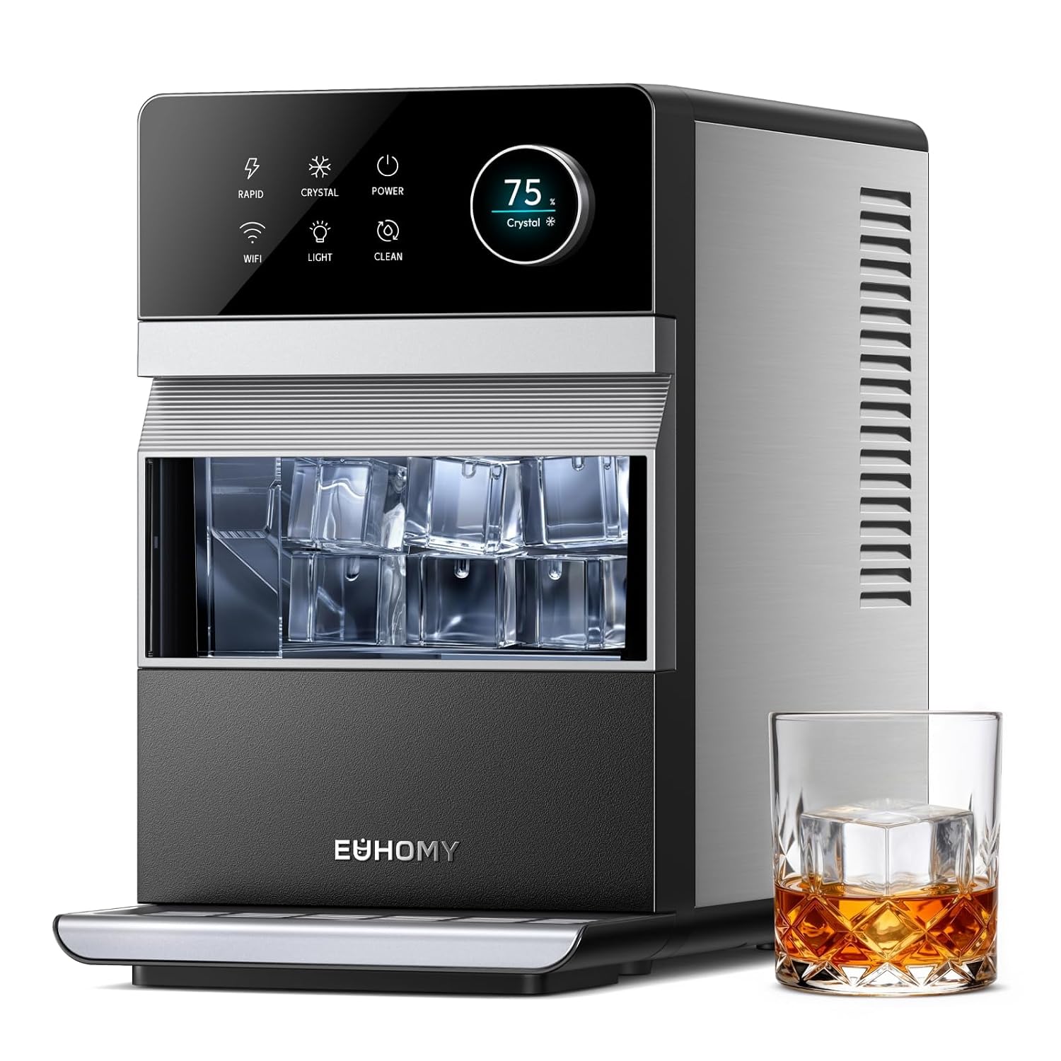 Detalle de EUHOMY IM032-CBL-VC Clear Ice Maker, 2.2-Inch Cubes, App Control