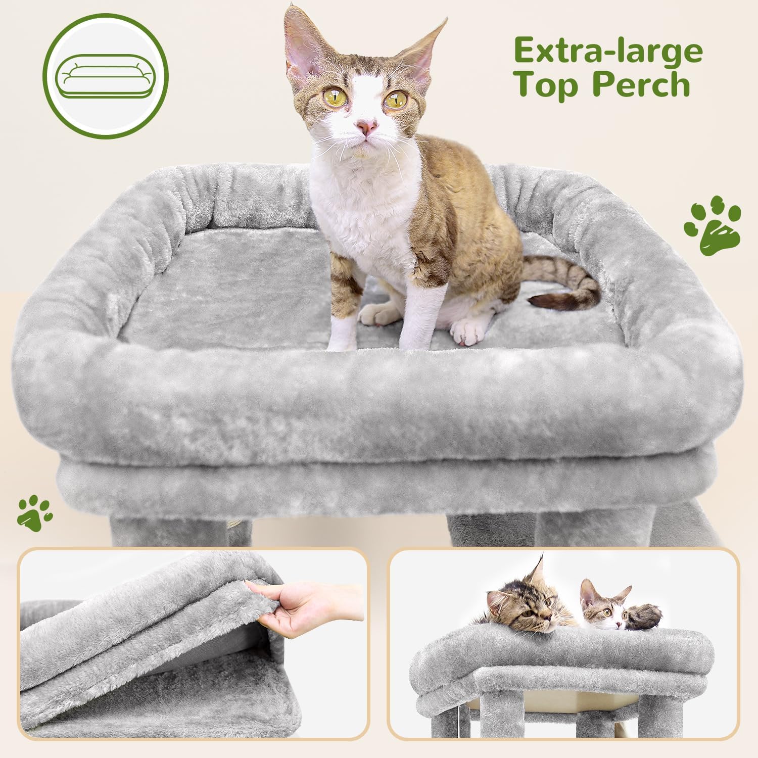 Detalle 2 de Globlazer F61 61-Inch Cat Tree for Large Cats with Sisal Posts and Two Condos