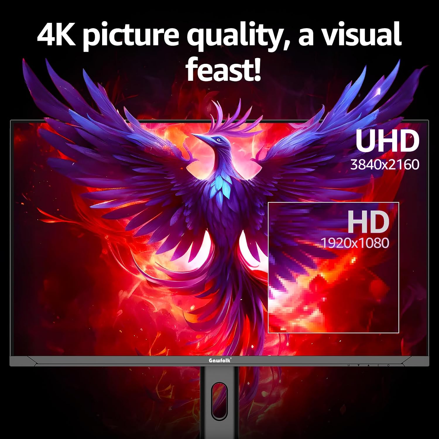 Detalle 2 de Gawfolk 27 inch 4K gaming monitor (UHD 3840 x 2160), 144Hz IPS with height adjustment