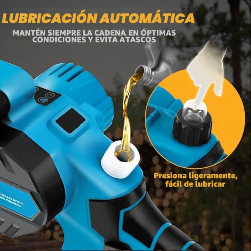 Detalle 2 de UNGY Mini Motosierra Batería de 6 pulgadas con motor sin escobillas y doble batería 4000mAh