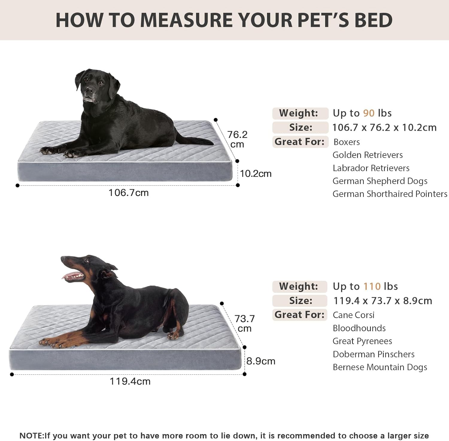 Detalle de Quilmfoam Orthopedic XXL Dog Bed (Waterproof, Removable Cover) for Large Dogs