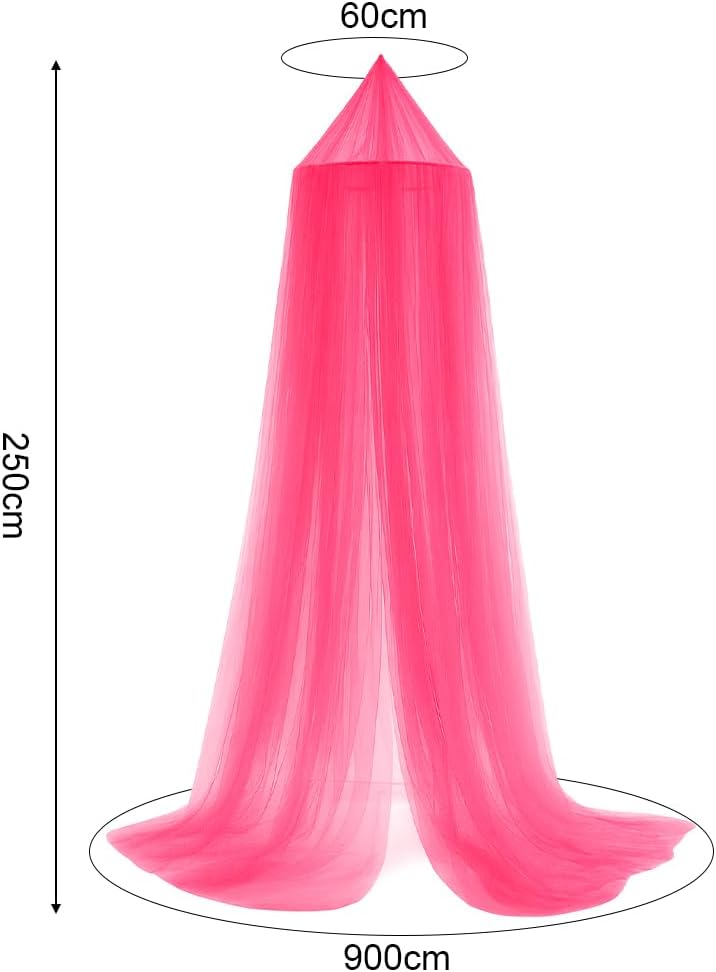 Thumbnail 1 de Vicloon sänghimmel med myggnät, rosa rund kupol för enkelsäng, 60 x 250 x 900 cm