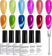Detalle de RARJSM 9D Neon Cat Eye Gel Nail Polish Set 6 Colors ๐