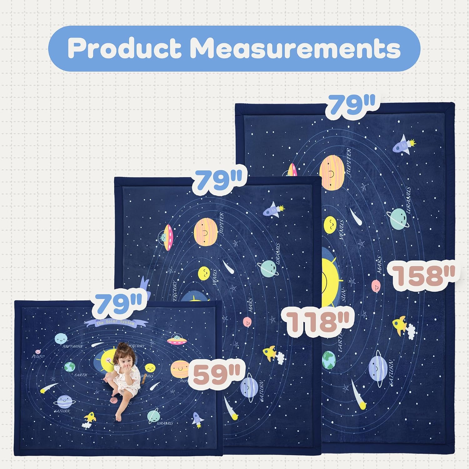 Detalle 2 de PaPaMat 1.3-Inch Memory Foam Baby Play Mat, Solar System Design, 79 x 118 Inches