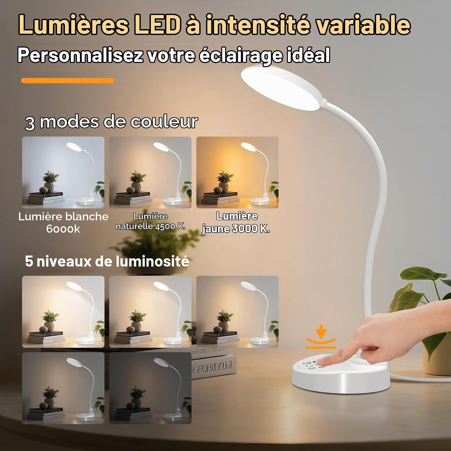 Thumbnail 1 de ZAPLIT bureaulamp met 78 leds, USB-poorten en flexibele arm