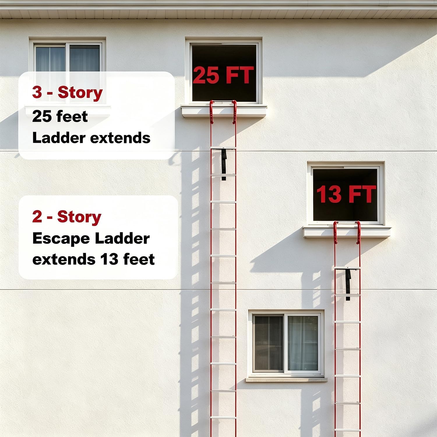 Detalle de Hausse 724190825600 13-Foot Retractable Fire Escape Ladder, Aluminum