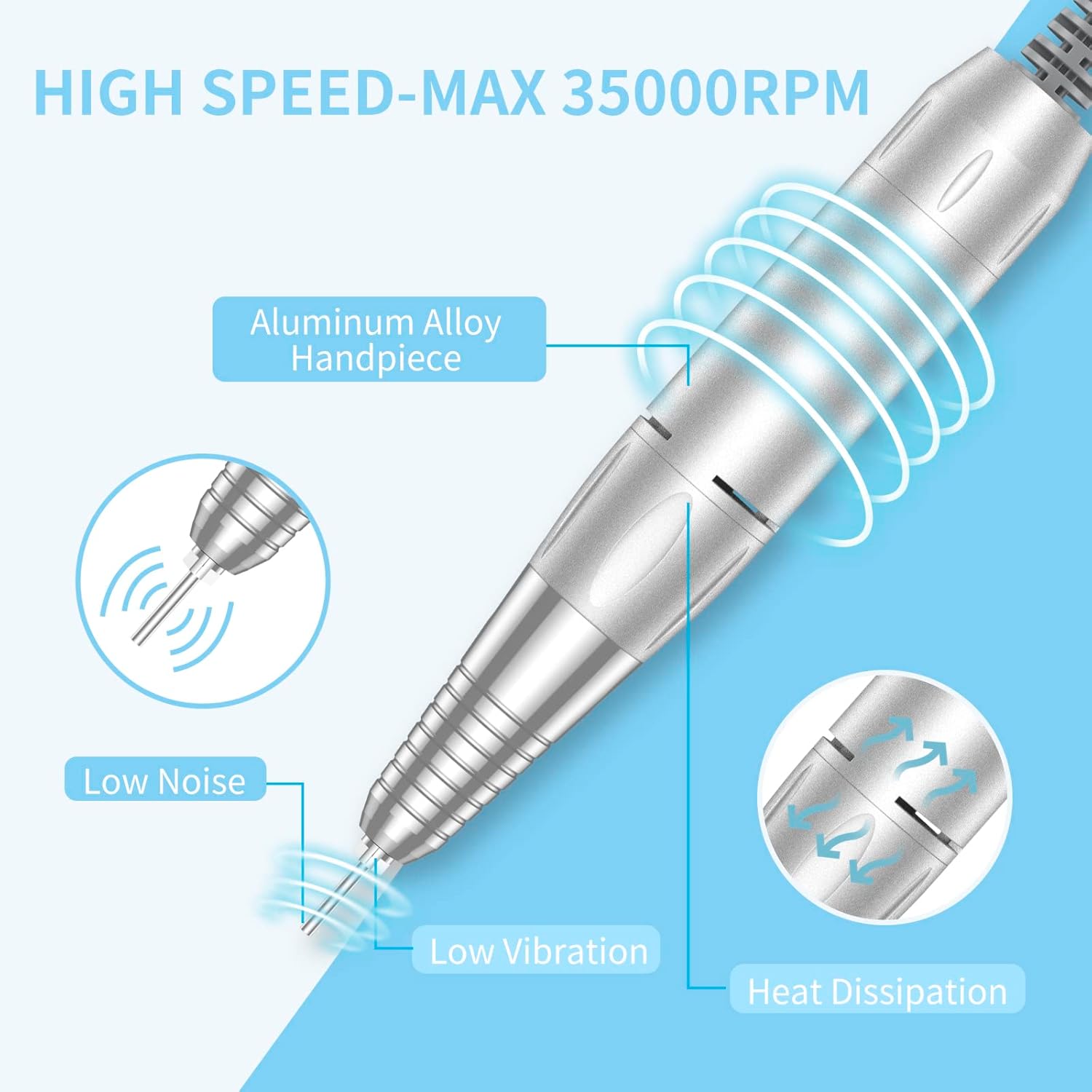 Detalle de Portable Nail Drill Professional 35000 RPM 💅