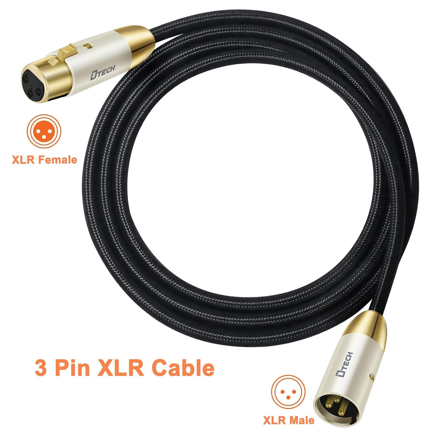 Detalle de DTECH XLR microphone cable, 3-meter