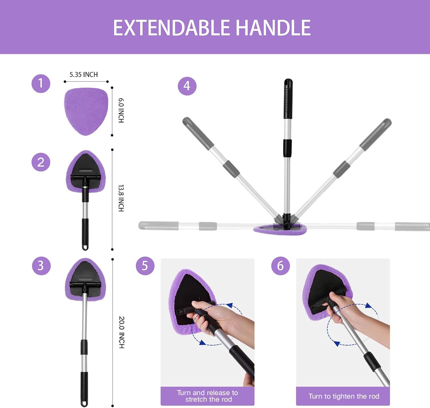 Detalle 1 de Qydipclin Windshield Cleaner Tool Kit with 4 Microfiber Pads