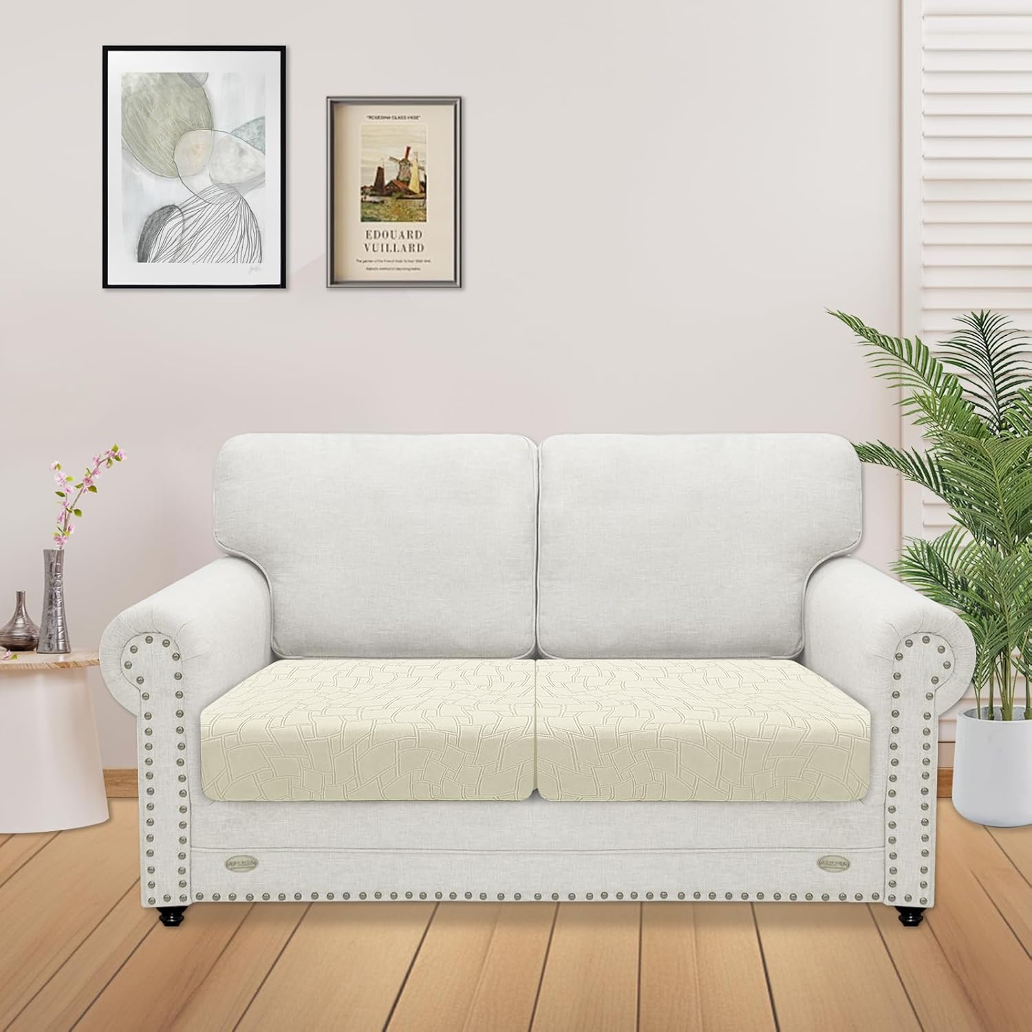 Thumbnail 1 de Ystyle Copricuscini Divano Elasticizzato Beige – Copri Cuscini Antigraffio per Divano (1 Posto*2)