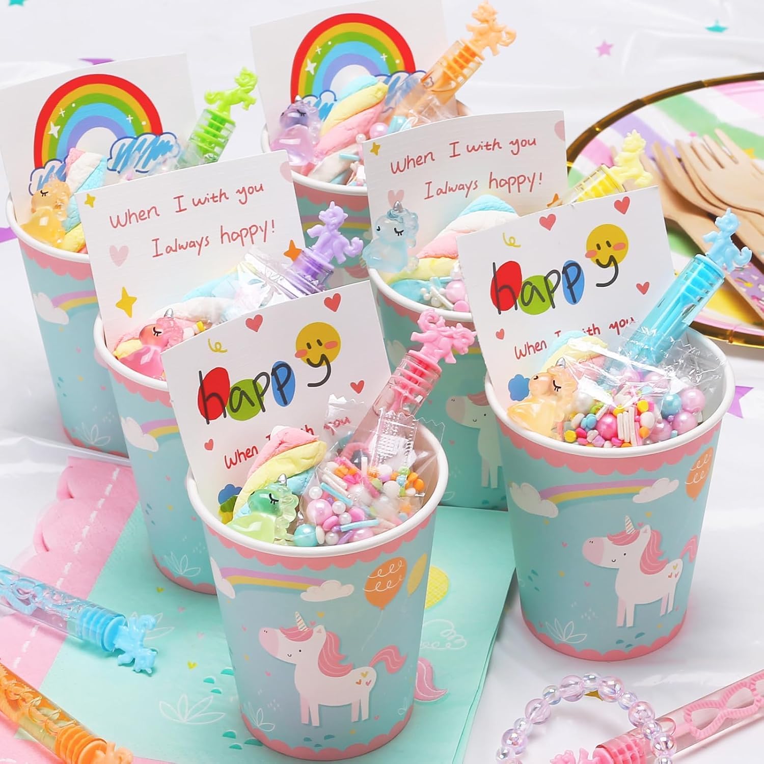 Detalle 1 de Cawiew Pastel Unicorn Mini Bubble Wands, 32-Piece Party Favor Set