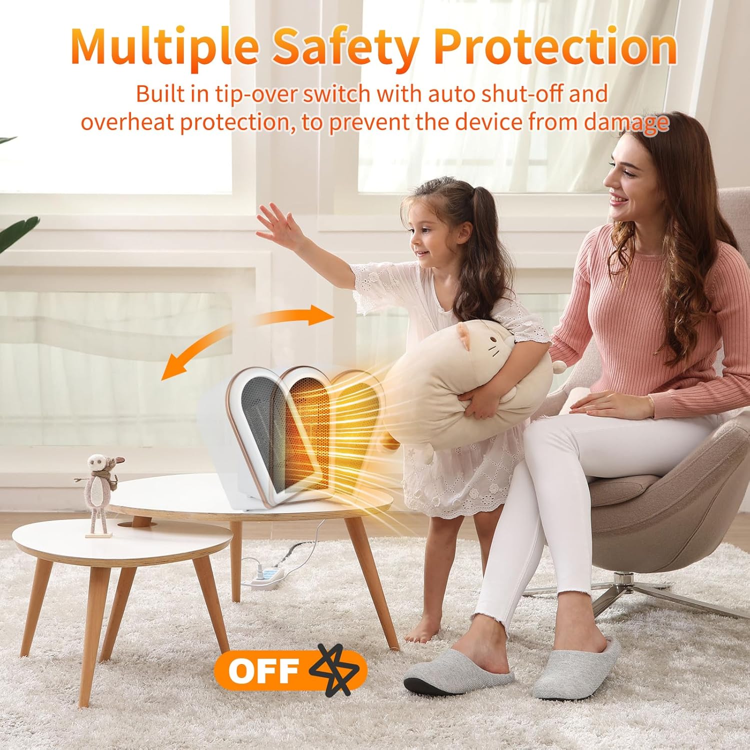 Thumbnail 1 de FGHB 1200W/800W Portable Ceramic Fan Heater with Thermostat, 2 Modes & Safety Cut-off