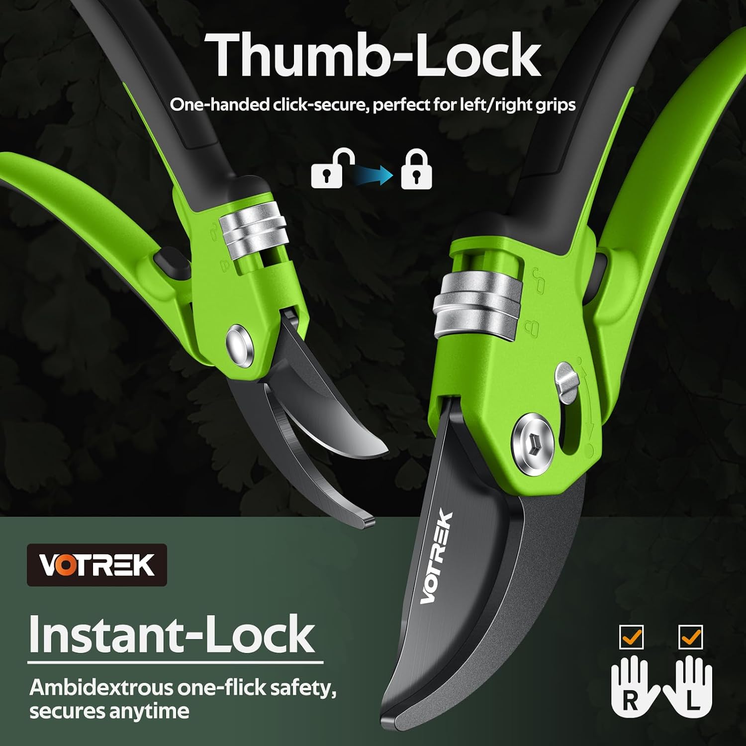 Thumbnail 2 de VOTREK 8.5" Garden Secateurs for Small Hands – Professional Bypass Pruner with Patented Stepless Handle