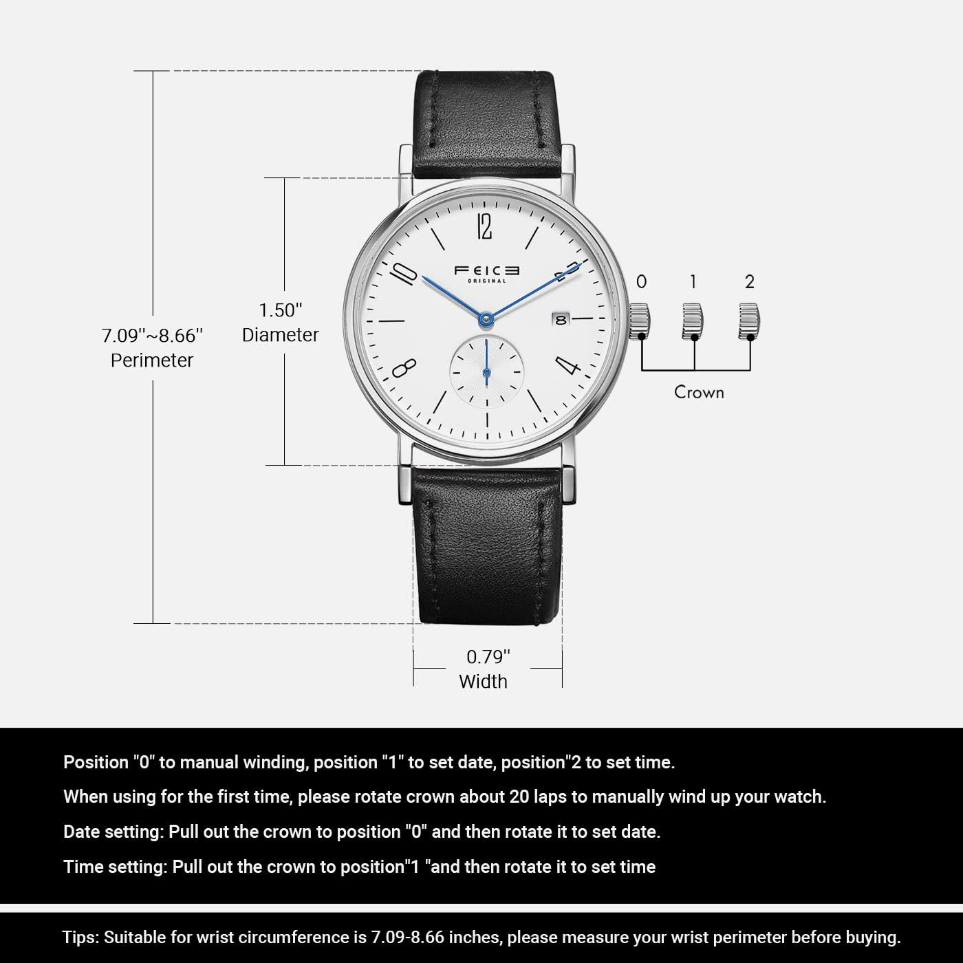 Thumbnail 6 de FEICE FM201 Orologio automatico unisex con vetro zaffiro e quadrante minimal Bauhaus