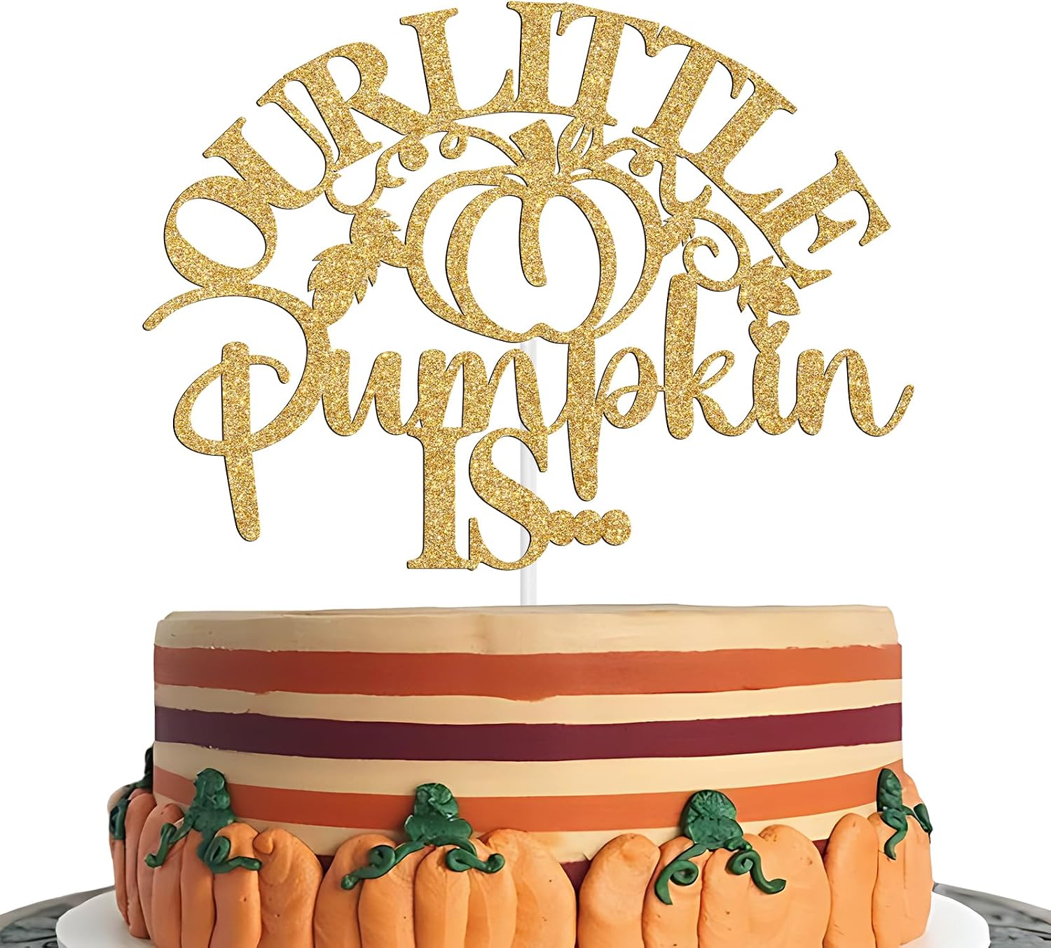 Detalle de NARLOPI I-0241 Little Pumpkin Cake Topper, Gold Glitter Paper, 4-Inch
