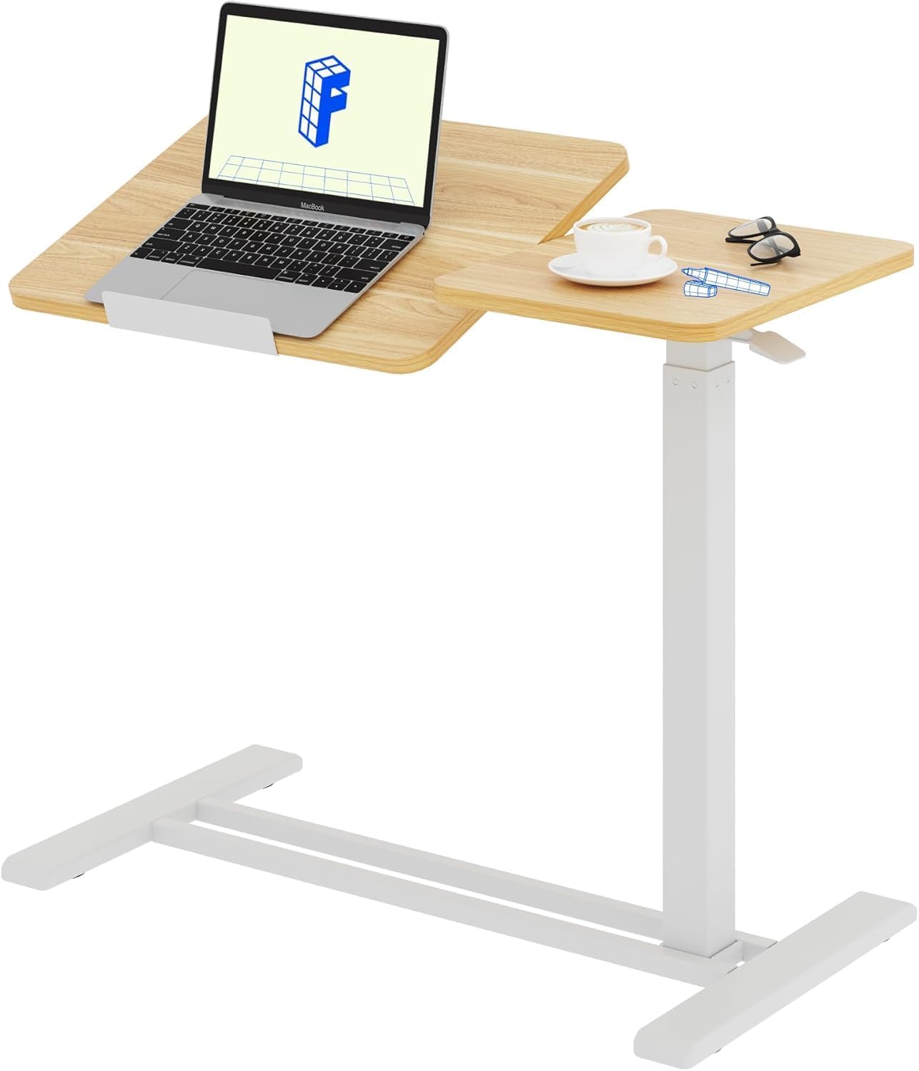 Detalle de FLEXISPOT H7 Adjustable Side Table, Tilting Maple Top, Wheels, 80 × 40 cm
