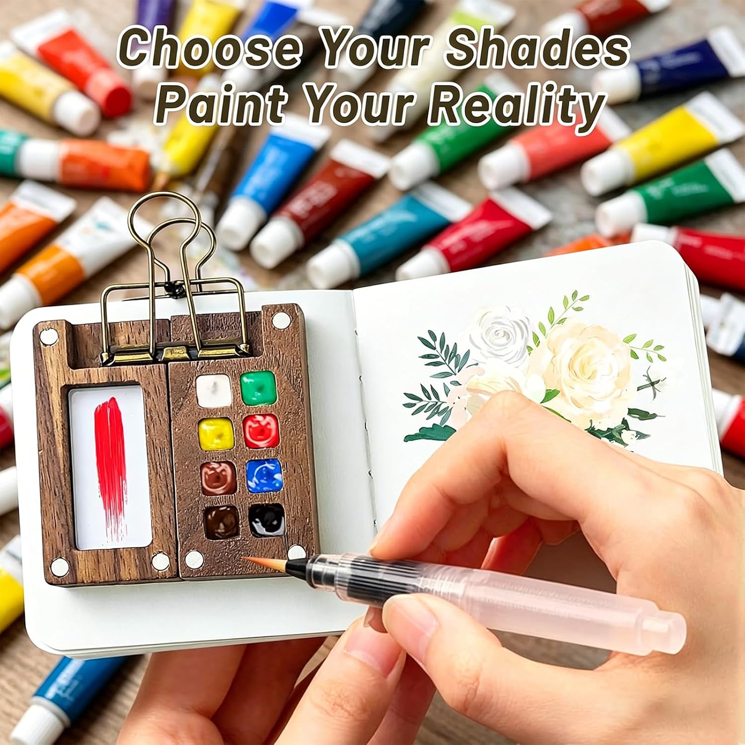 Thumbnail 6 de EliphonTowne 5 PCS Pocket Artist Watercolour Travel Set – 8 Grids, Foldable Palette & Sketchbook