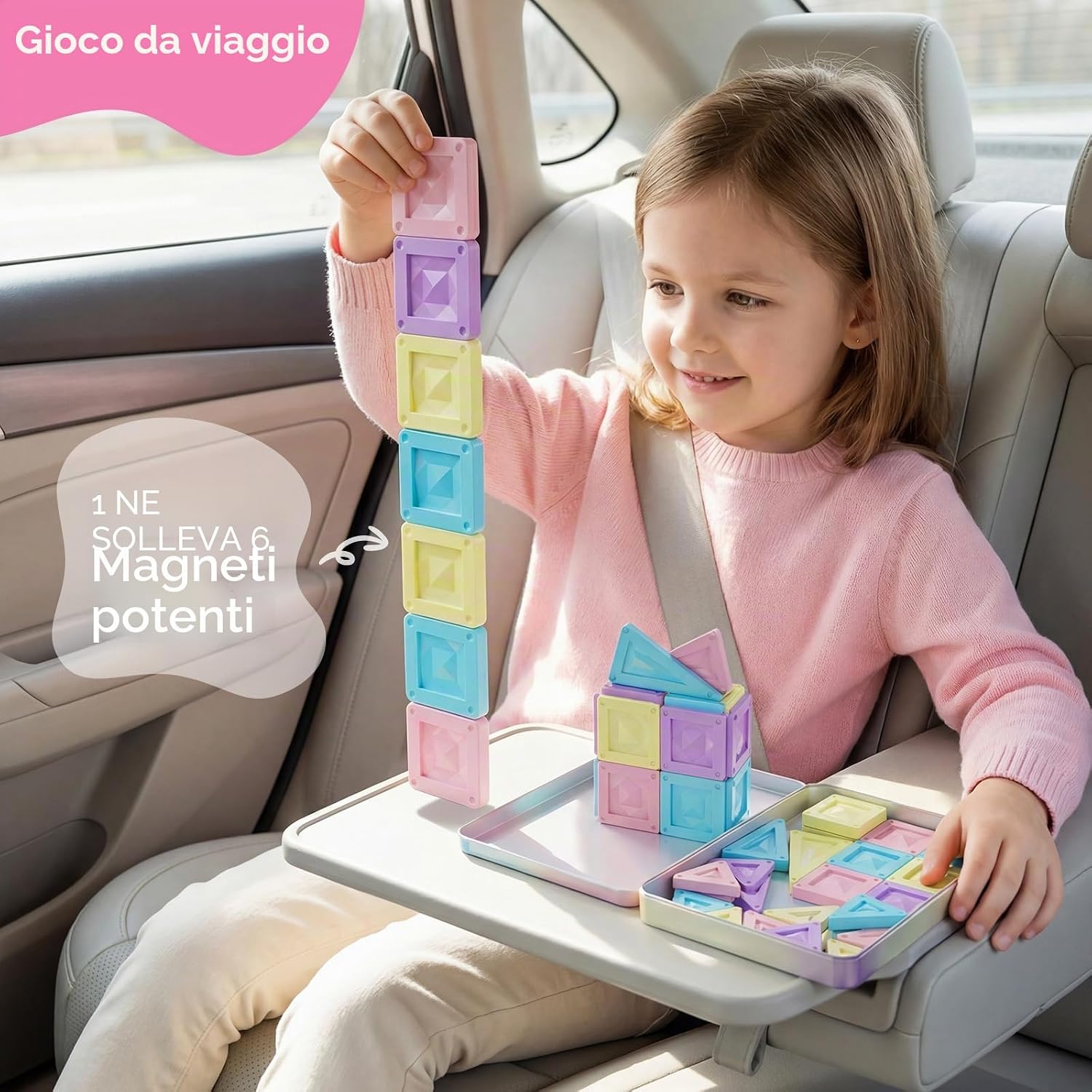 Detalle de YOGOHEE Mattoncini magnetici da viaggio Montessori (40 pezzi) in scatola di latta