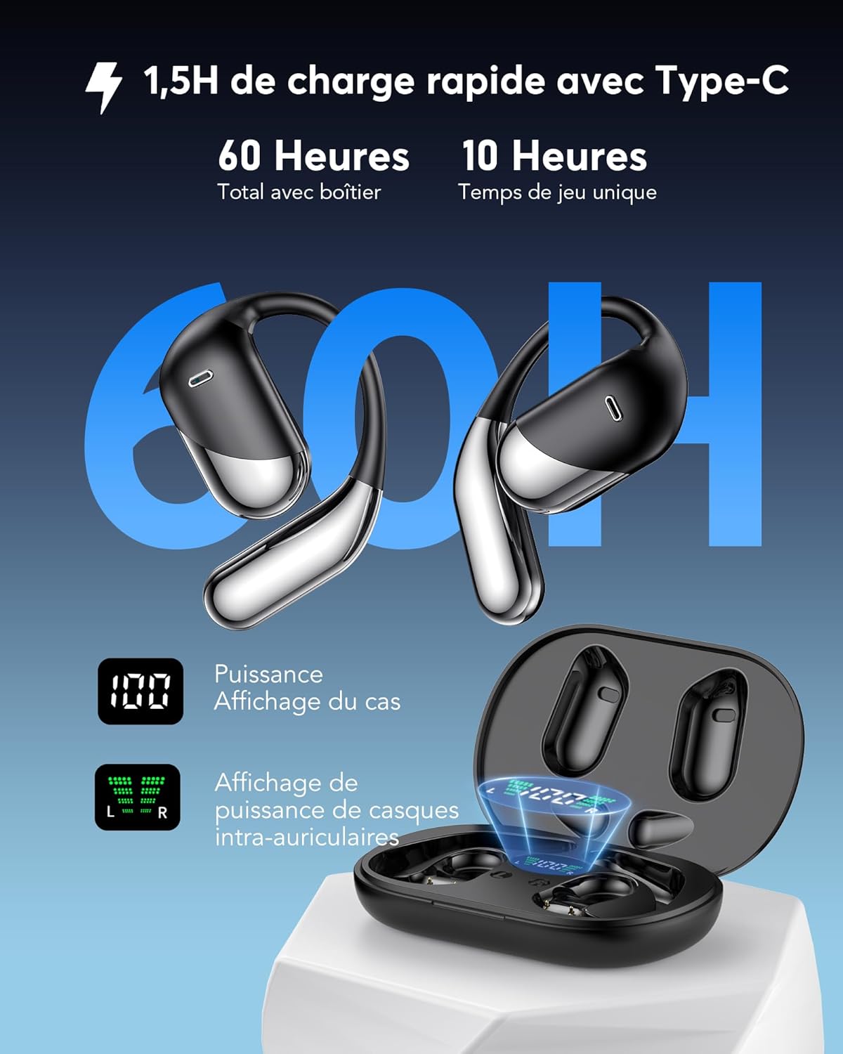 Detalle de Paekole Écouteurs de traduction vocale 3 en 1 Bluetooth 6.1 (198 langues) autonomie jusqu’à 80 h