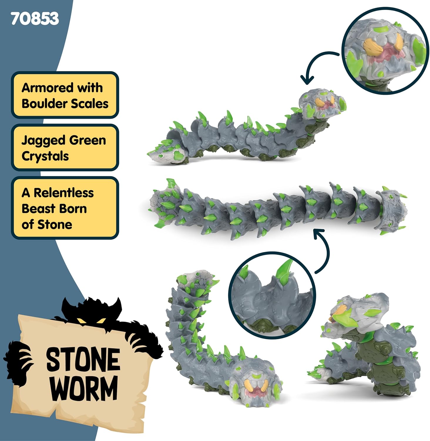 Thumbnail 1 de SCHLEICH Eldrador Creatures 11" Stone Worm Toy – Movable Monster Figure for Imaginative Play