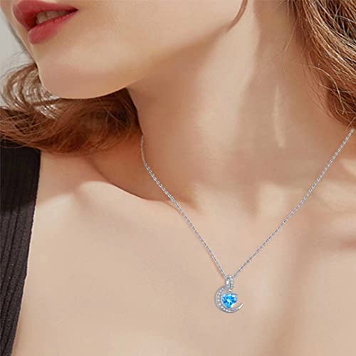 Thumbnail 1 de Qings Collar de piedra de nacimiento de diciembre en plata de ley 925 con corazón y luna