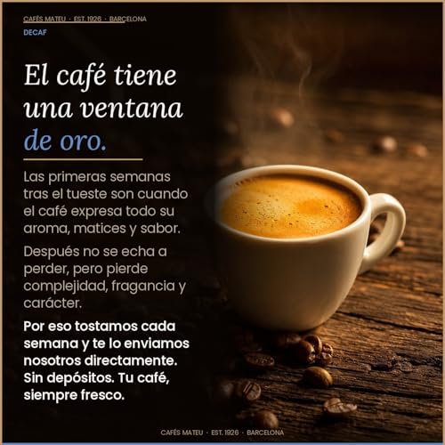 Detalle de Café En Grano Descafeinado (2 x 500 g) de CAFÉS MATEU EST. 1926 Barcelona