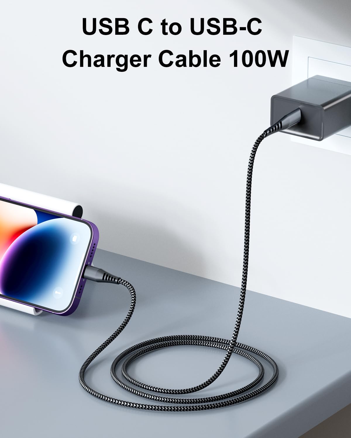 Detalle 2 de AINPOW 100W Cable USB C carga rápida 1m 2Pack