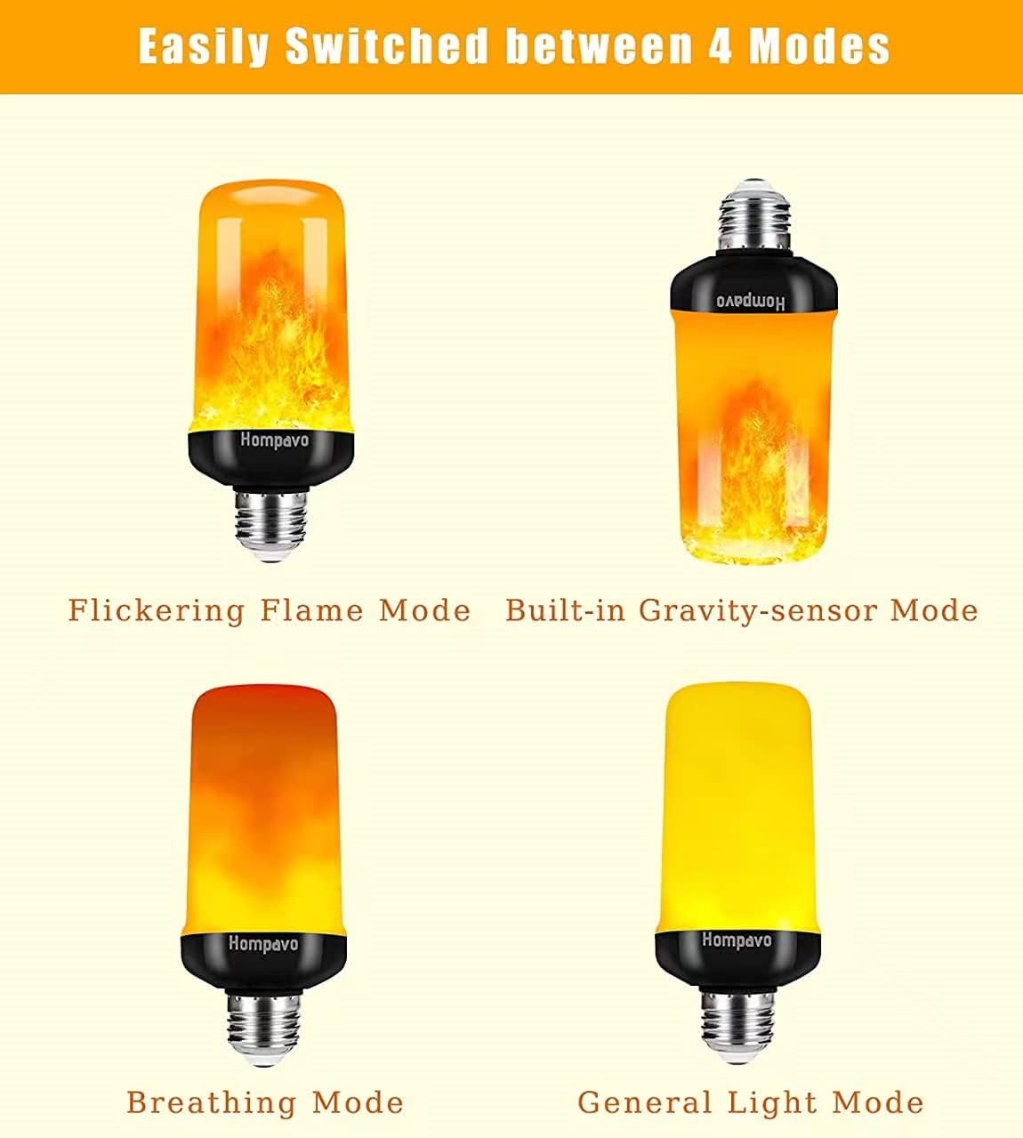 Thumbnail 3 de Hompavo LED Flame Effect Bulbs, 4 Modes, E26/E27, F20
