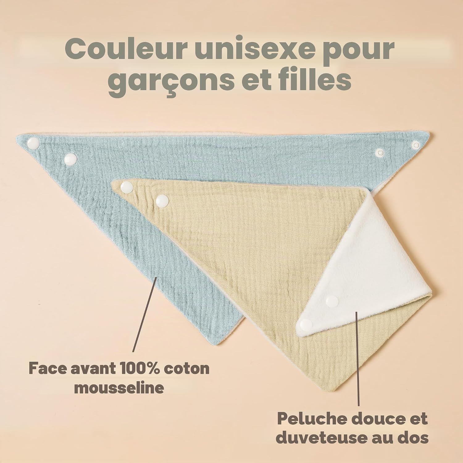 Thumbnail 6 de Susurration Bavoirs Bébé Bandana 10 Pièces – Muslin Doux et Absorbant, Réglables