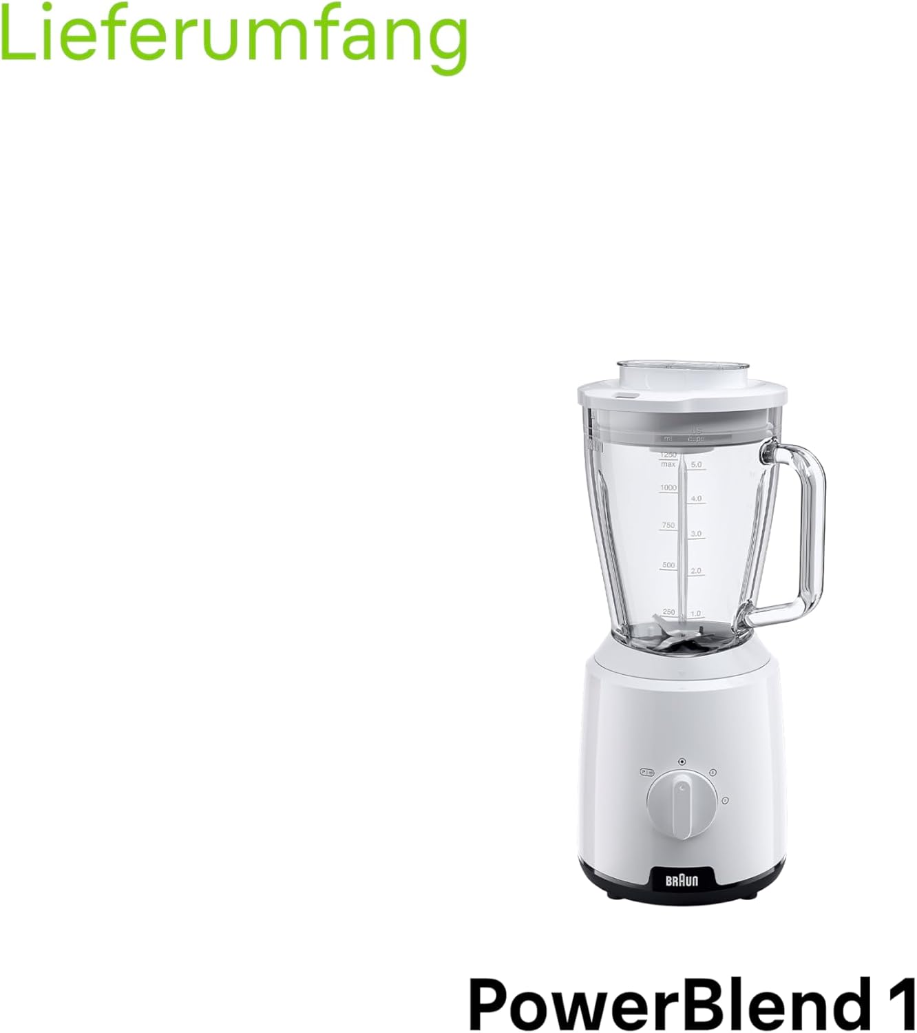 Thumbnail 6 de Braun PowerBlend 1 JB1050WH – Standmixer mit 1,5 l Glasaufsatz und Ice-Crush
