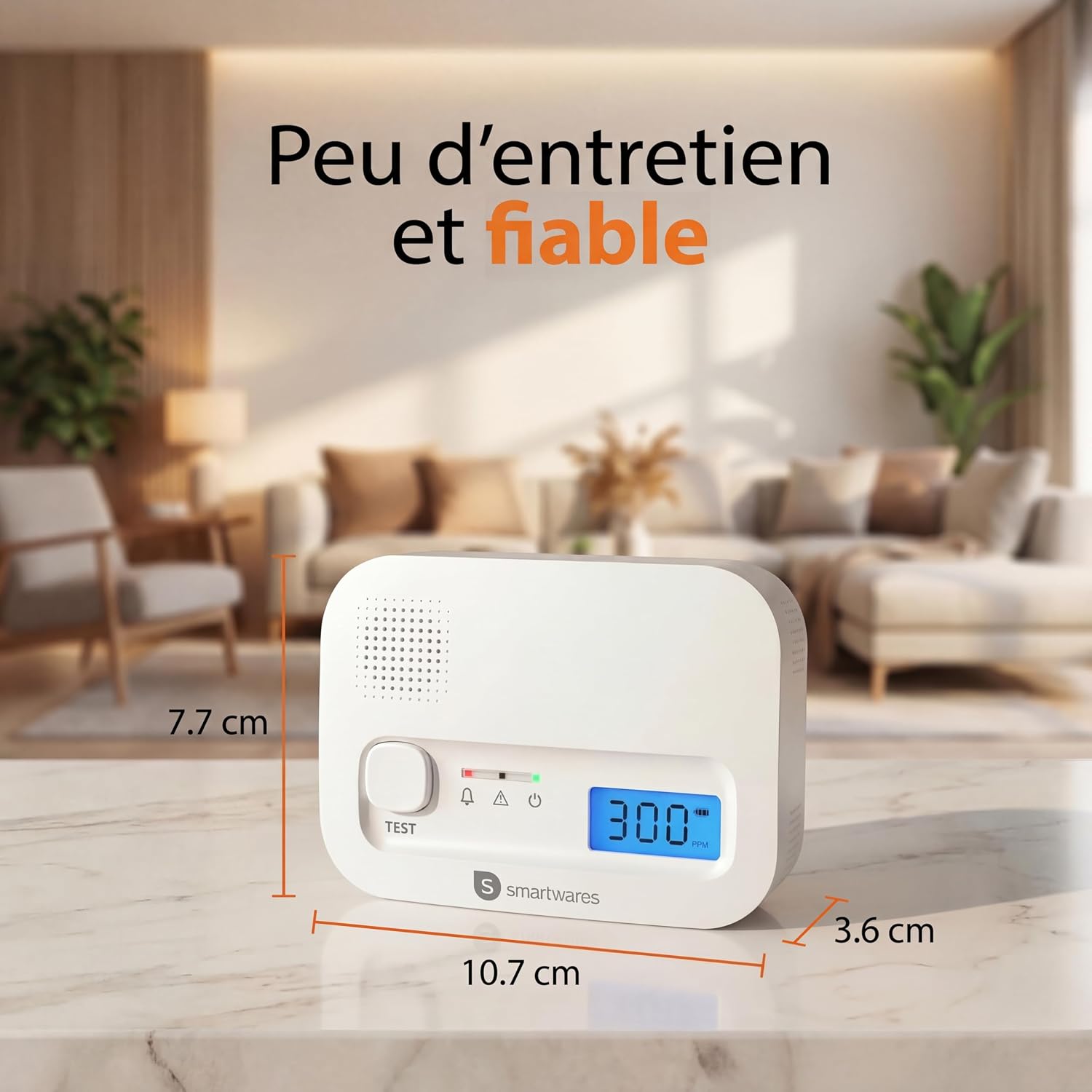 Thumbnail 3 de Smartwares FGA-13041 détecteur de monoxyde de carbone (CO) avec écran et bouton de test – capteur 10 ans