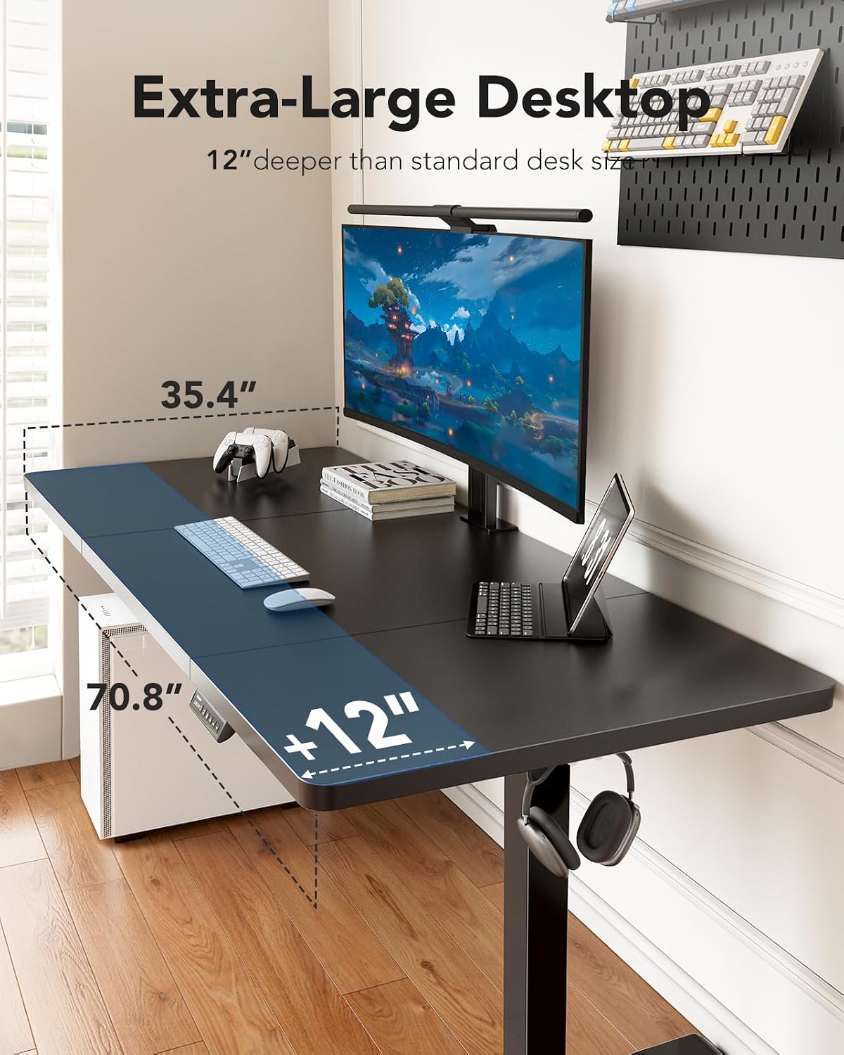Detalle de HUANUO Electric Standing Desk, 220 lb Capacity