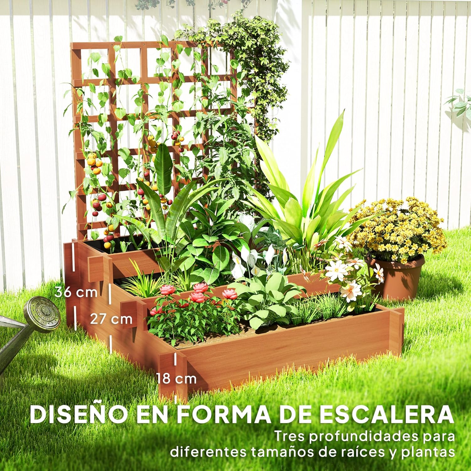 Detalle 2 de Outsunny Jardinera con Enrejado 95x95x110 cm