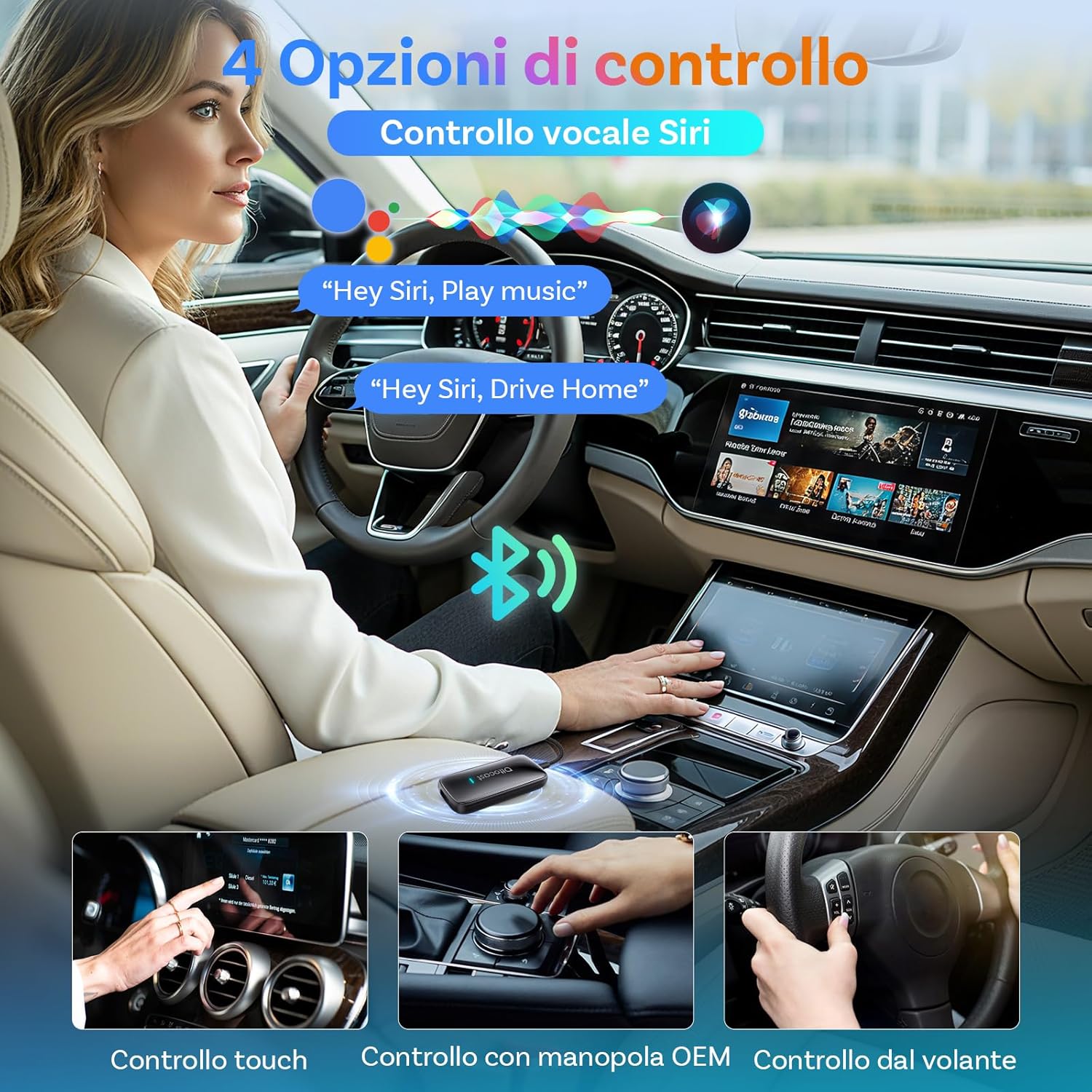 Detalle 2 de OTTOCAST Play2Video Ultra 2026: Adattatore CarPlay Wireless & Android Auto con YouTube/Prime Video