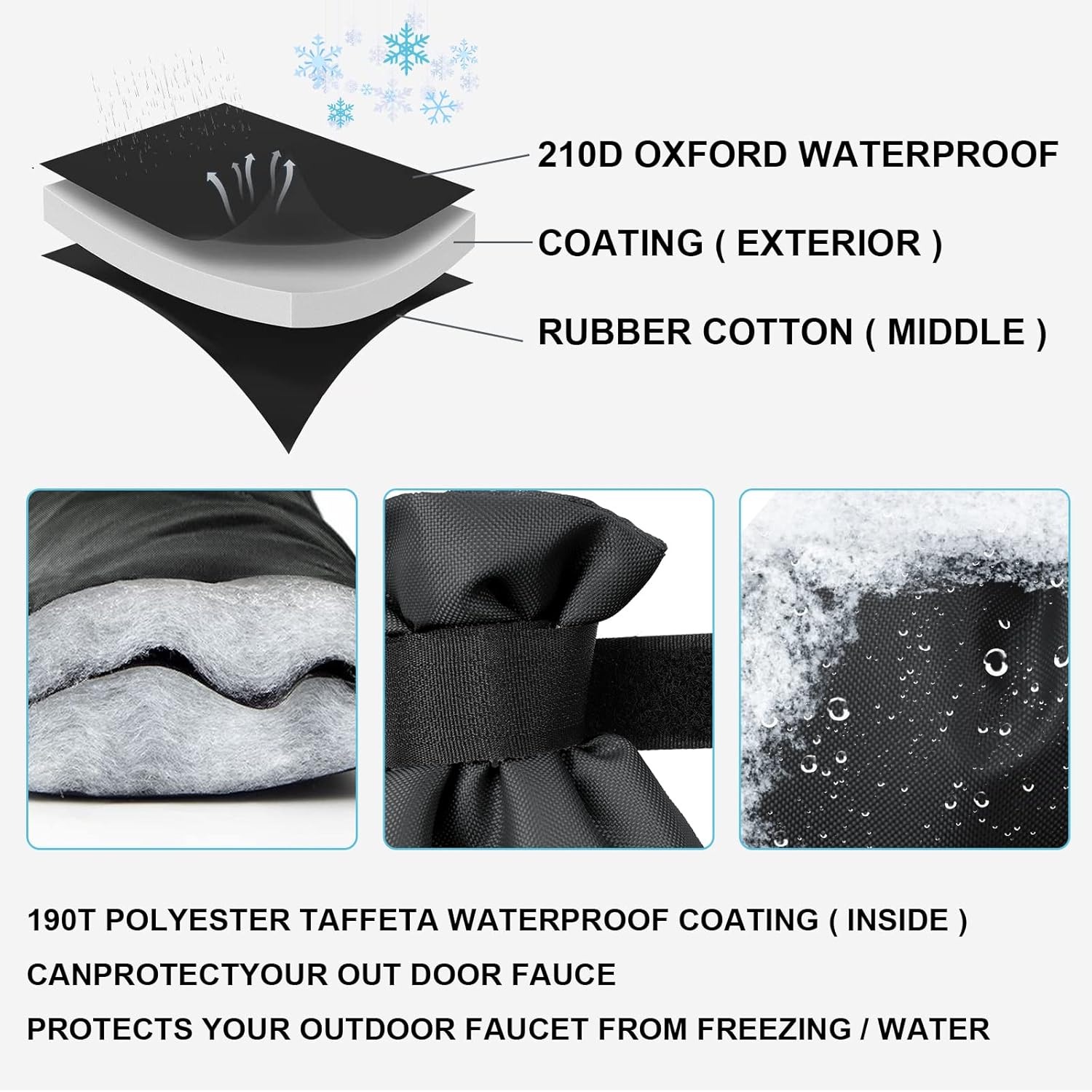 Detalle de Vicloon Outside Tap Covers for Winter (2-pack) – insulated waterproof outdoor tap protectors in black