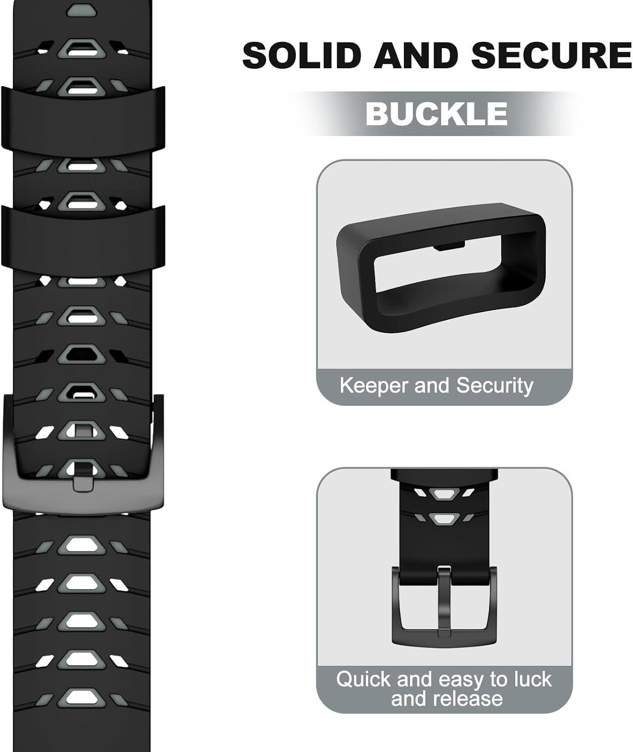 Detalle 2 de OVERSTEP 20mm Silicone Replacement Strap for Garmin: Versatile, Durable Comfort