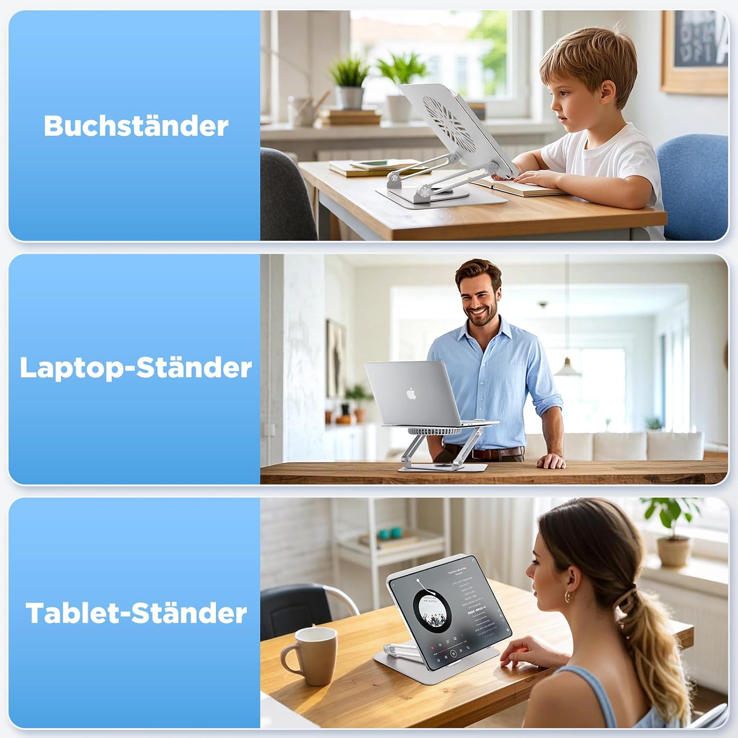 Detalle de ICARE Laptop Ständer mit Magnetischem RGB Kühler – 360° Drehung, 10 kg Tragkraft, 18 dB Leise, Ergonomische Halterung für Laptops bis 16 Zoll